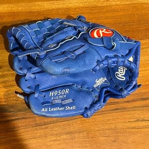 Gently worn Rawlings Blue Kids (~4-5) 9.5” Baseball Glove LEFT Throw